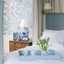 Load image into Gallery viewer, Large Pale Blue Scalloped Lacquer Tray by Addison Ross