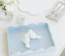 Load image into Gallery viewer, Small Pale Denim Lacquer Scallop Tray by Addison Ross