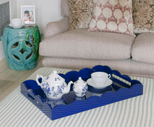 Load image into Gallery viewer, Large Navy Scalloped Lacquer Tray by Addison Ross