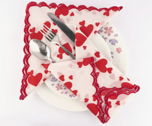 Load image into Gallery viewer, Heart Scalloped Dinner Napkin- Set of 4