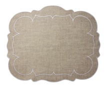 Load image into Gallery viewer, Scalloped Linen Placemats with Coating - Set of 4