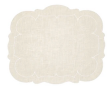Load image into Gallery viewer, Scalloped Linen Placemats with Coating - Set of 4