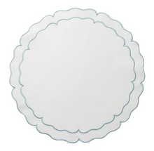 Load image into Gallery viewer, Round Scalloped Linen Placemats with Coating - Set of 4