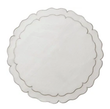 Load image into Gallery viewer, Round Scalloped Linen Placemats with Coating - Set of 4