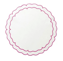 Load image into Gallery viewer, Round Scalloped Linen Placemats with Coating - Set of 4