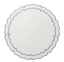 Load image into Gallery viewer, Round Scalloped Linen Placemats with Coating - Set of 4