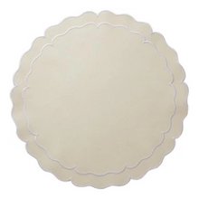 Load image into Gallery viewer, Round Scalloped Linen Placemats with Coating - Set of 4
