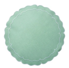 Load image into Gallery viewer, Round Scalloped Linen Placemats with Coating - Set of 4