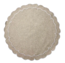 Load image into Gallery viewer, Round Scalloped Linen Placemats with Coating - Set of 4
