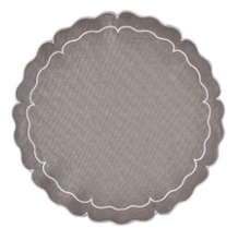 Load image into Gallery viewer, Round Scalloped Linen Placemats with Coating - Set of 4