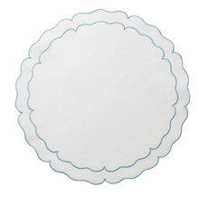 Load image into Gallery viewer, Round Scalloped Linen Placemats with Coating - Set of 4