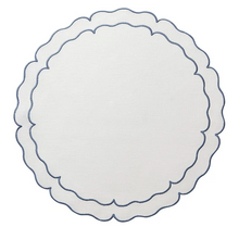 Load image into Gallery viewer, Round Scalloped Linen Placemats with Coating - Set of 2
