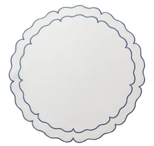 Load image into Gallery viewer, Round Scalloped Linen Placemats with Coating - Set of 4