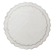 Load image into Gallery viewer, Round Scalloped Linen Placemats with Coating - Set of 4