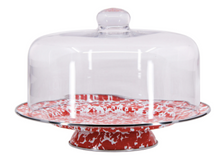 Load image into Gallery viewer, Splatterware Enamel Cake Stand with Glass Dome by Golden Rabbit