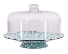 Load image into Gallery viewer, Splatterware Enamel Cake Stand with Glass Dome by Golden Rabbit
