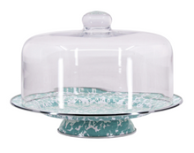 Load image into Gallery viewer, Splatterware Enamel Cake Stand with Glass Dome by Golden Rabbit