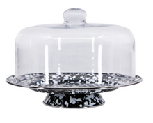 Load image into Gallery viewer, Splatterware Enamel Cake Stand with Glass Dome by Golden Rabbit