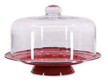 Load image into Gallery viewer, Splatterware Enamel Cake Stand with Glass Dome by Golden Rabbit