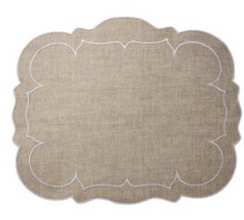 Load image into Gallery viewer, Scalloped Linen Placemats with Coating - Set of 4