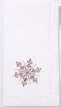 Load image into Gallery viewer, Silver Snowflake Hand Embroidered Classic Hemstitch Dinner Napkin
