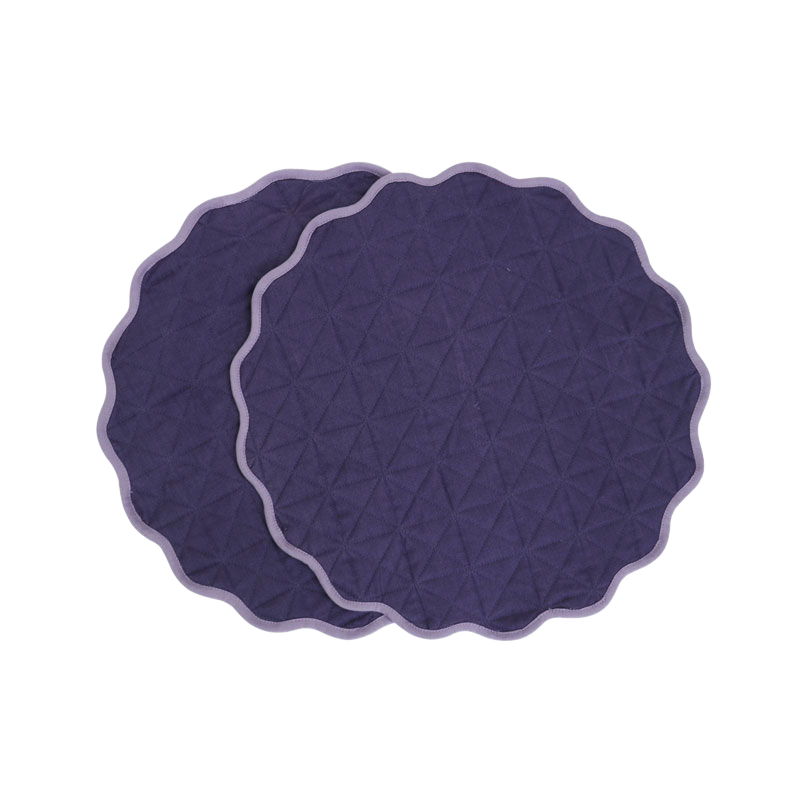 Lilac Cotton Quilted Scalloped Placement - Set of 2