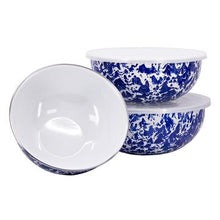 Load image into Gallery viewer, Splatterware Enamel Mixing Bowls With Lids By Golden Rabbit - Set of 3