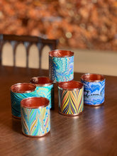 Load image into Gallery viewer, Blue Circles with Yellow Marble Pencil Cup by Shandell's