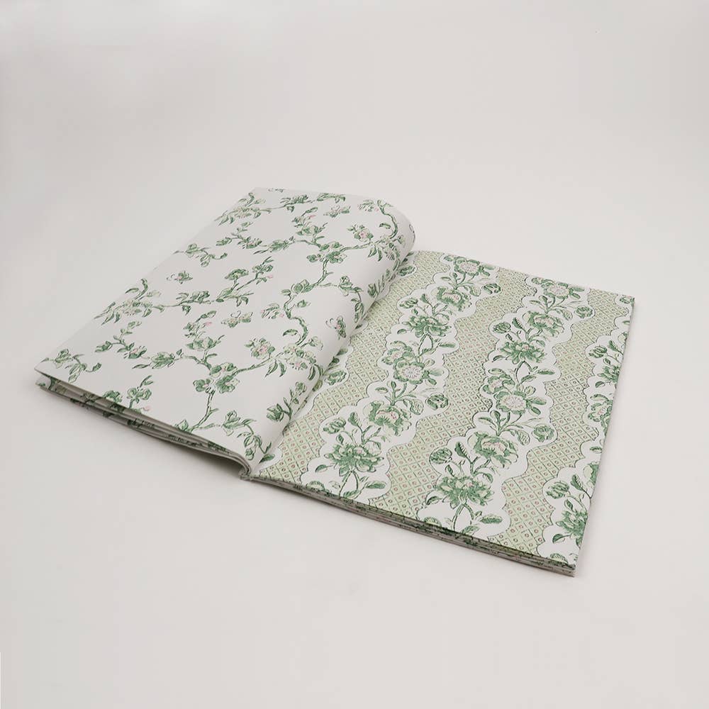 Green Block Printed Gift Wrapping Paper Booklet