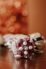 Load image into Gallery viewer, Festive Christmas Tartan and Pearl Vintage Push Pin Ornaments- Set of 13