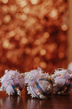 Load image into Gallery viewer, Pastel Purple and Plaid Vintage Push Pin Ornaments - Set of 4