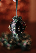Load image into Gallery viewer, Green Velvet Floral Vintage Push Pin Ornaments - Set of 10