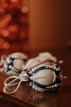 Load image into Gallery viewer, Festive Christmas Tartan and Pearl Vintage Push Pin Ornaments- Set of 13