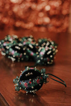 Load image into Gallery viewer, Green Velvet Floral Vintage Push Pin Ornaments - Set of 10
