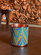 Load image into Gallery viewer, Blue Circles with Yellow Marble Pencil Cup by Shandell's