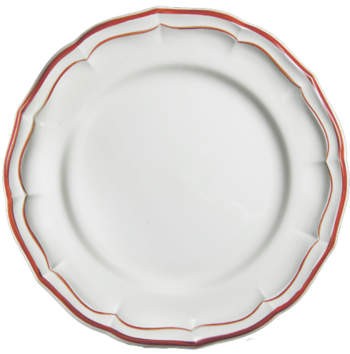 Gien Filet Rouge Earthenware Dinner Plate - Set of 4