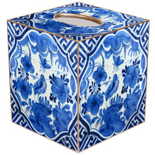 Load image into Gallery viewer, Marye-Kelley - Blue Delft Bird on Blue &amp; White Tissue Box Cover: Wood
