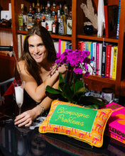 Load image into Gallery viewer, Furbish Studio - Champagne Problems Needlepoint Pillow
