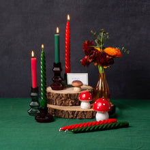 Load image into Gallery viewer, Red and Green Spiral Christmas Dinner Candles - Set of 4
