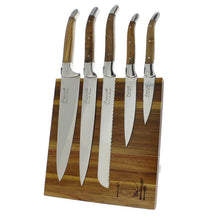 Load image into Gallery viewer, Laguiole Olivewood 5pc Knife Set &amp; Magnetic Display
