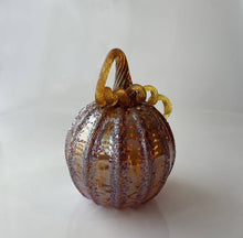 Load image into Gallery viewer, Kim Savoie Glass - Spotted Blown Glass Pumpkin: Gold / Gold/Amber
