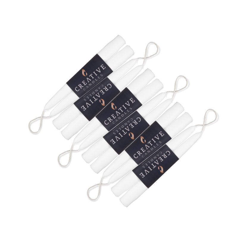White Dripless Taper Candles - Set of 12