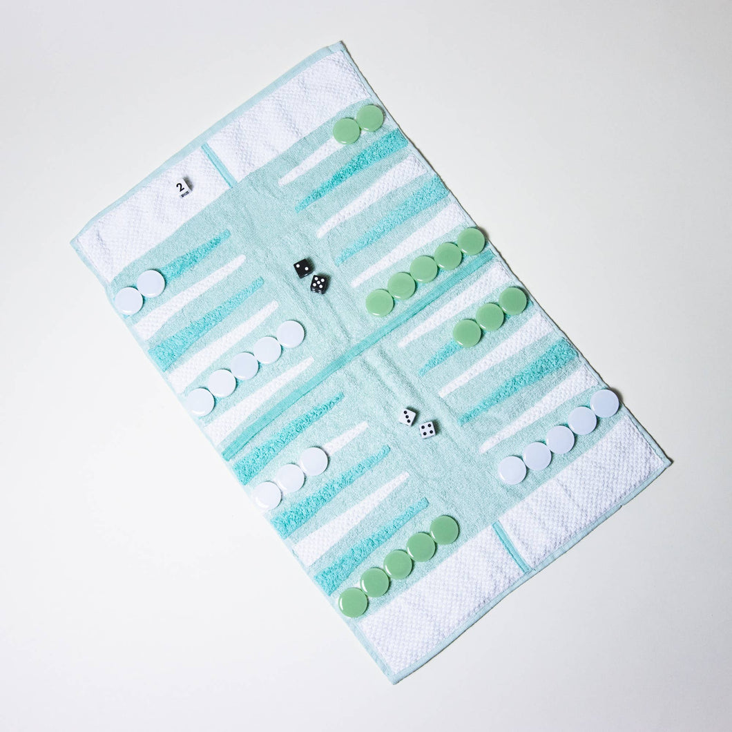 Terry Cloth Seafoam Outdoor/Travel Backgammon