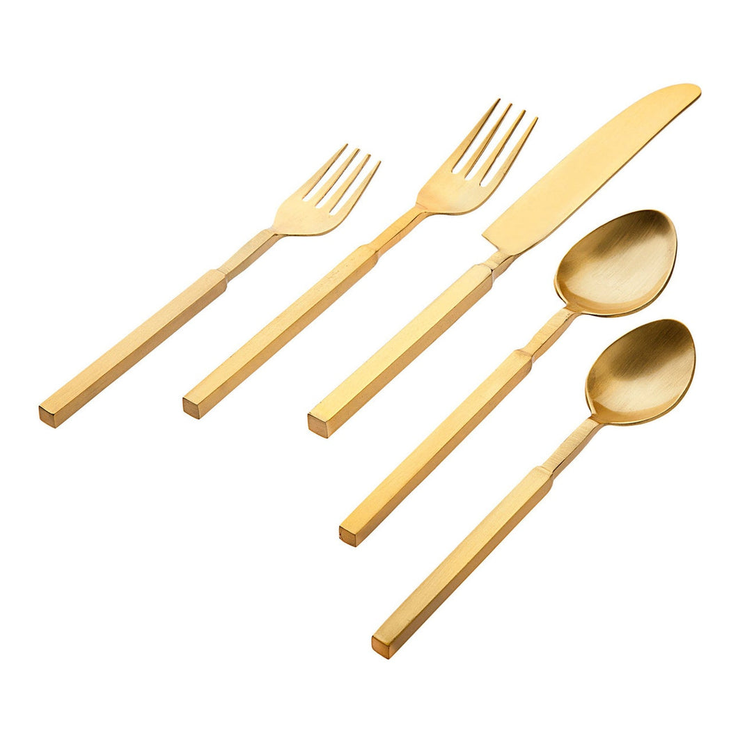 Cubit Matte Gold 20 Piece Flatware Set by Godinger - Service For 4