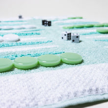 Load image into Gallery viewer, Terry Cloth Seafoam Outdoor/Travel Backgammon
