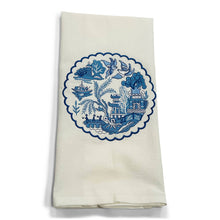 Load image into Gallery viewer, Vibrantly Blue - Towel - Willow Pagoda Plate on White
