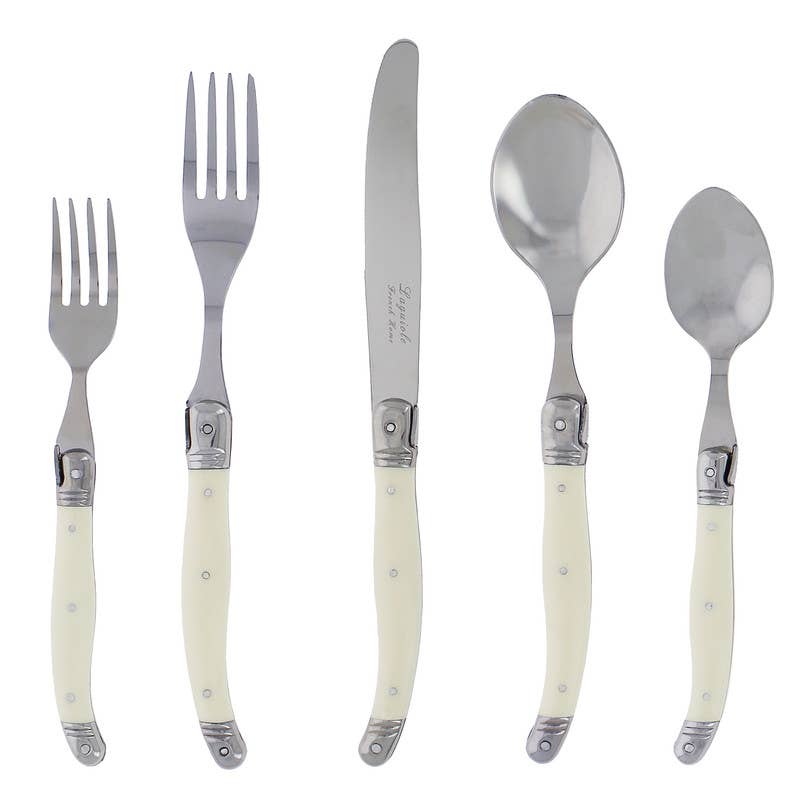French Home - Laguiole 20-Piece Stainless Steel Flatware Set, Faux Ivory