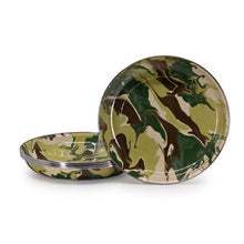 Load image into Gallery viewer, Camouflage Enamel Pasta Plates by Golden Rabbit - Set of 4
