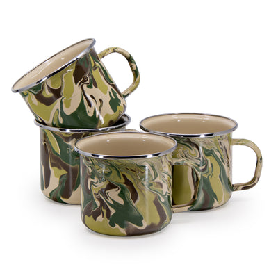 Camouflage Enamel Grande Mugs by Golden Rabbit - Set of 4