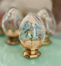 Load image into Gallery viewer, Fleur des Siecles Glass Egg with Aqua Enamel Flowers - Vintage Jane Hutcheson for Gorham
